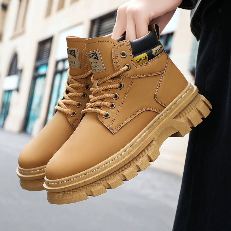 Men'S Shoes Hey Dude - Fashion Leather Men Boots Winter High
