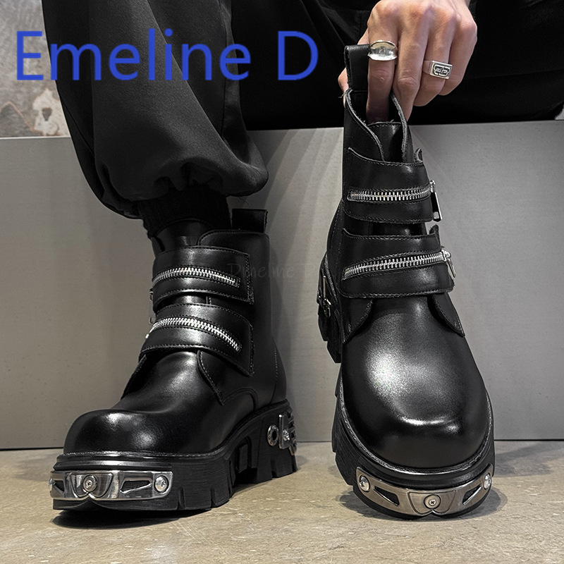 Dark Punk High Top Shoes Fashi - Men'S Shoes With Height Increase 评论和价格